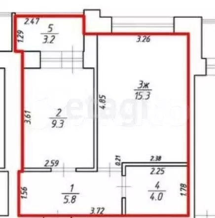 1-к. квартира, 34,4 м, 2/9 эт. - Фото 0