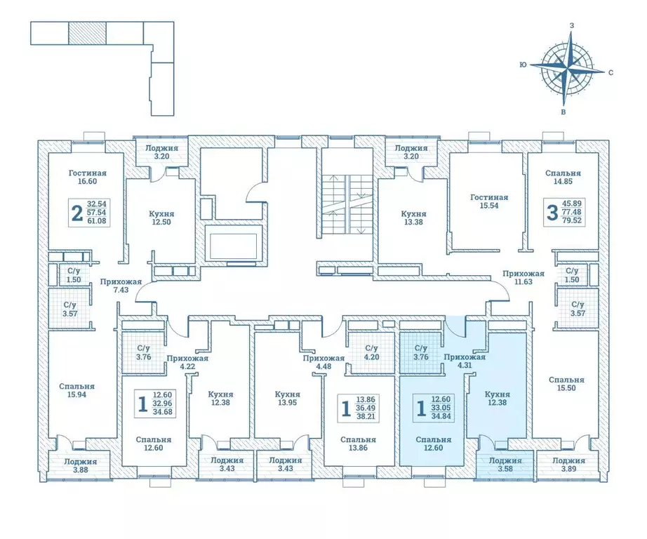 Квартира, 1 комната, 34.84 м - Фото 2