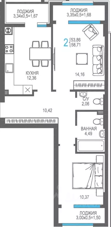 2-к кв. Крым, Алушта На Фонтанке жилой комплекс (58.25 м) - Фото 1