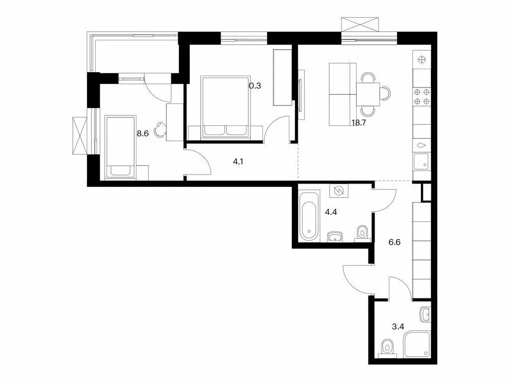 2-комнатная квартира: Южно-Сахалинск, жилой комплекс Уюн Парк (57.5 м) - Фото 1