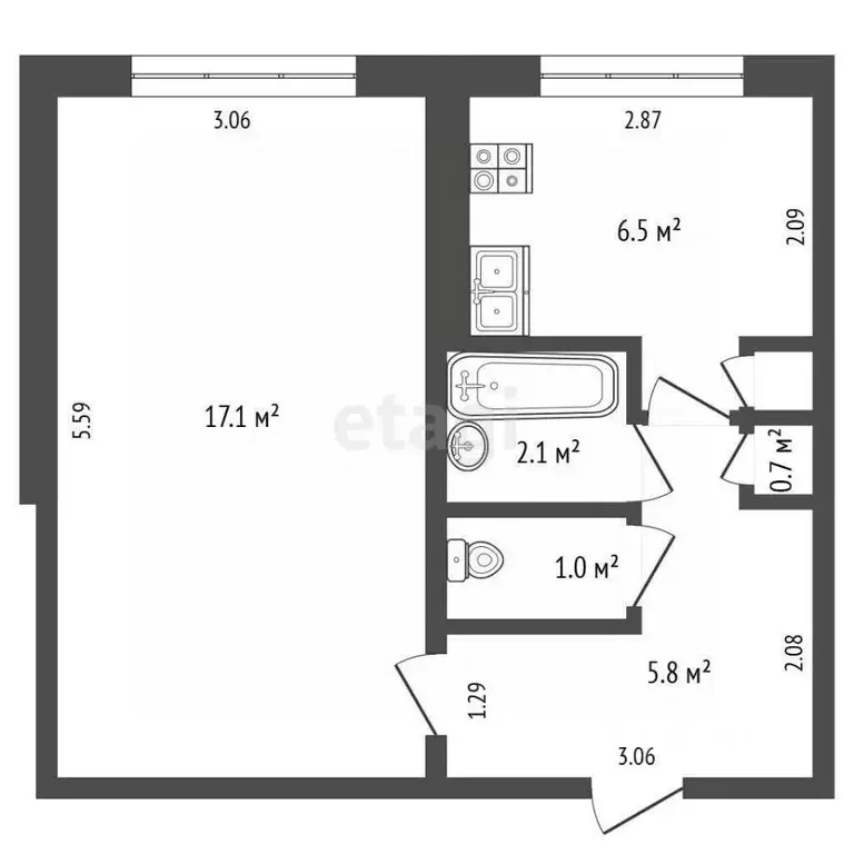 1-к кв. Мордовия, с. Лямбирь ул. Комсомольская, 87 (33.2 м) - Фото 1