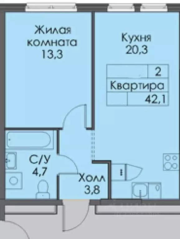 2-к кв. Москва Кронштадтский бул., 9к3 (42.1 м) - Фото 2
