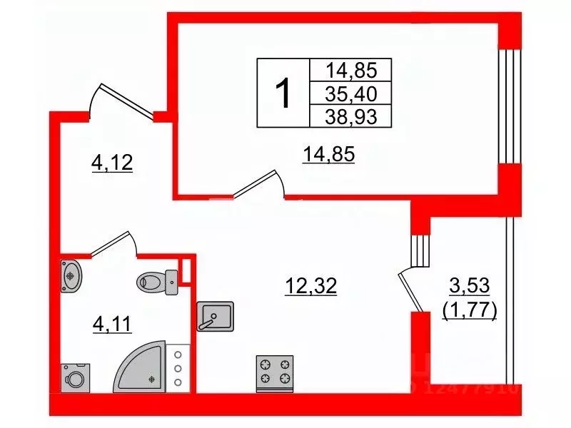 1-к кв. Санкт-Петербург Белоостровская ул., 10к2 (35.4 м) - Фото 1