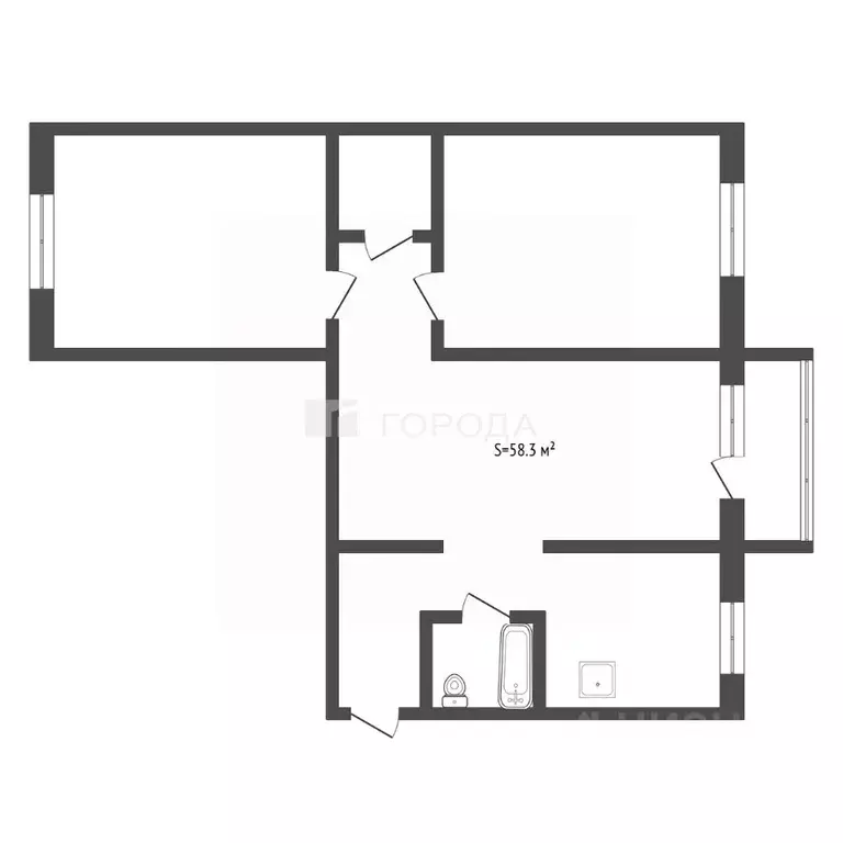 3-к кв. Кемеровская область, Новокузнецк ул. Клименко, 7 (58.3 м) - Фото 2