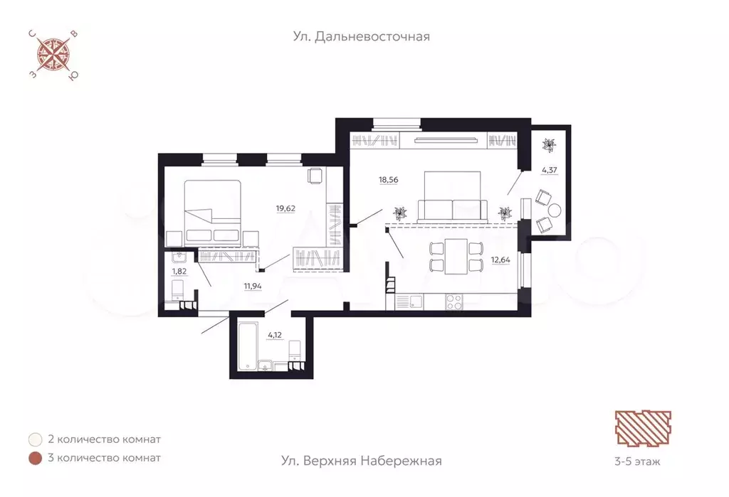 2-к. квартира, 70 м, 3/8 эт. - Фото 0