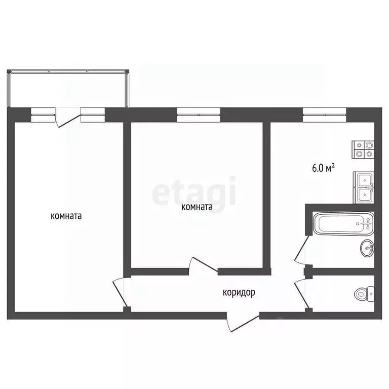 2-к кв. Челябинская область, Челябинск Пермская ул., 59 (44.1 м) - Фото 2