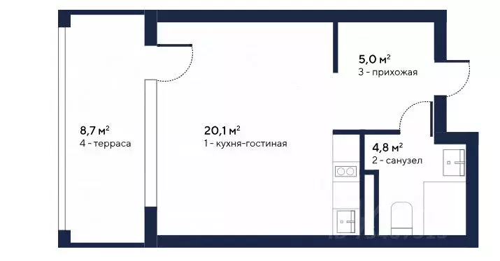 Студия Крым, Евпатория Одиссей Резиденс апарт-комплекс,  (28.0 м) - Фото 2