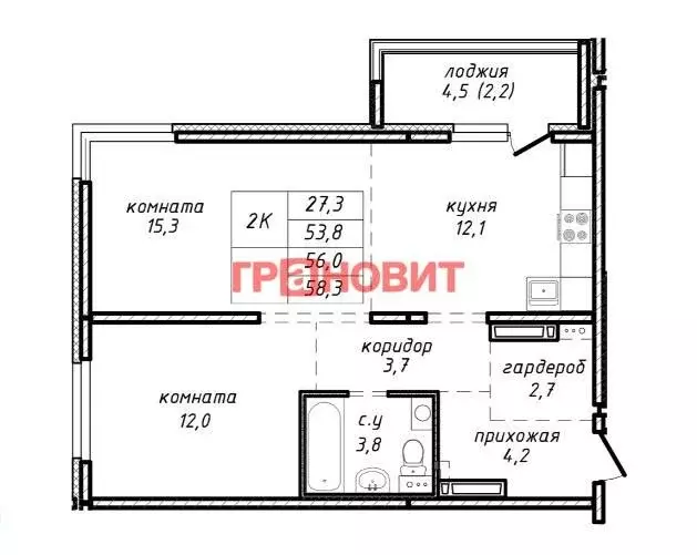 2-комнатная квартира: Новосибирск, улица Связистов, 162 (56 м) - Фото 0