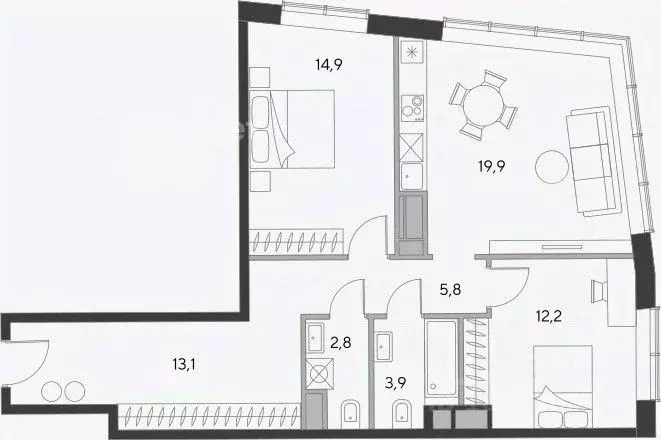 3-к кв. Москва пл. Курского Вокзала, 1 (72.6 м) - Фото 1
