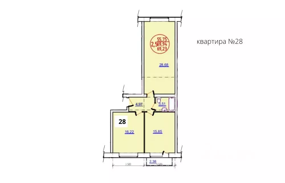 2-к кв. Удмуртия, Ижевск ул. Халтурина, 155 (68.2 м) - Фото 0