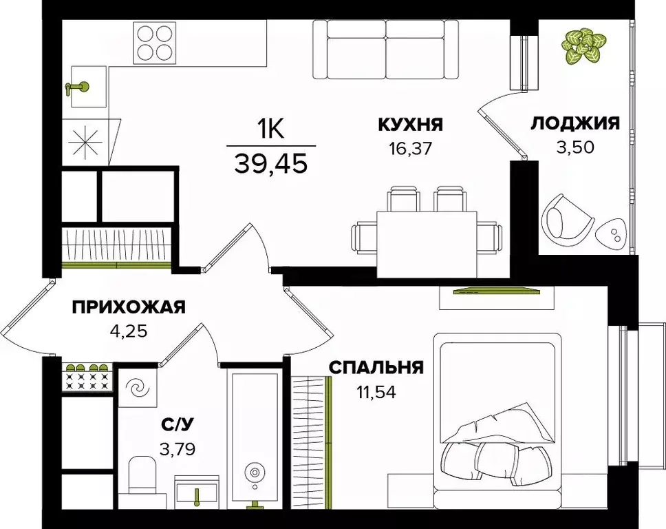 1-к кв. Тульская область, Тула  (39.45 м) - Фото 0