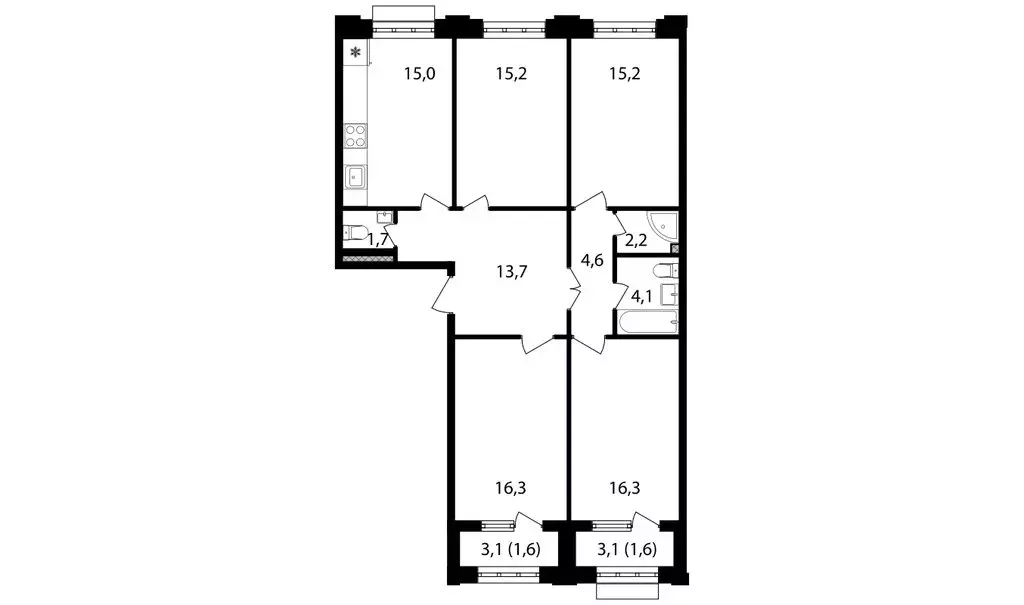 4-комнатная квартира: москва, михалковская улица, 48с7 (107.4 м) - Фото 0