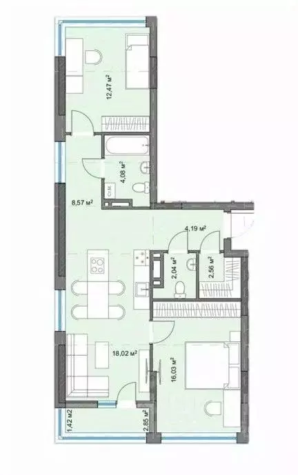 2-к кв. Ханты-Мансийский АО, Ханты-Мансийск ул. Объездная, 57А (71.1 ... - Фото 0
