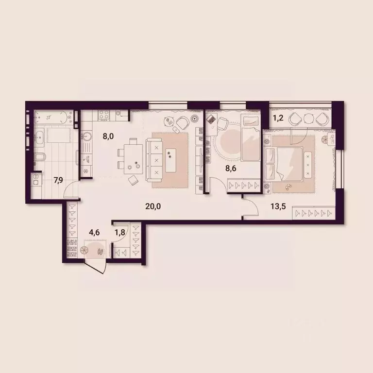 2-к кв. Приморский край, Артем ул. Куйбышева, 11А (65.61 м) - Фото 1