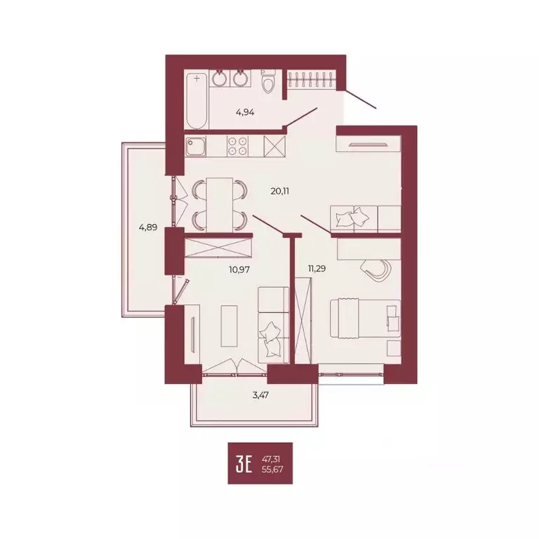 3-к кв. Пензенская область, Пенза ул. Тепличная, 55 (55.67 м) - Фото 1