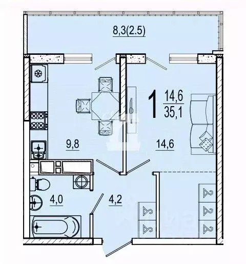 1-к кв. Краснодарский край, Краснодар ул. Конгрессная, 41к1 (35.1 м) - Фото 1