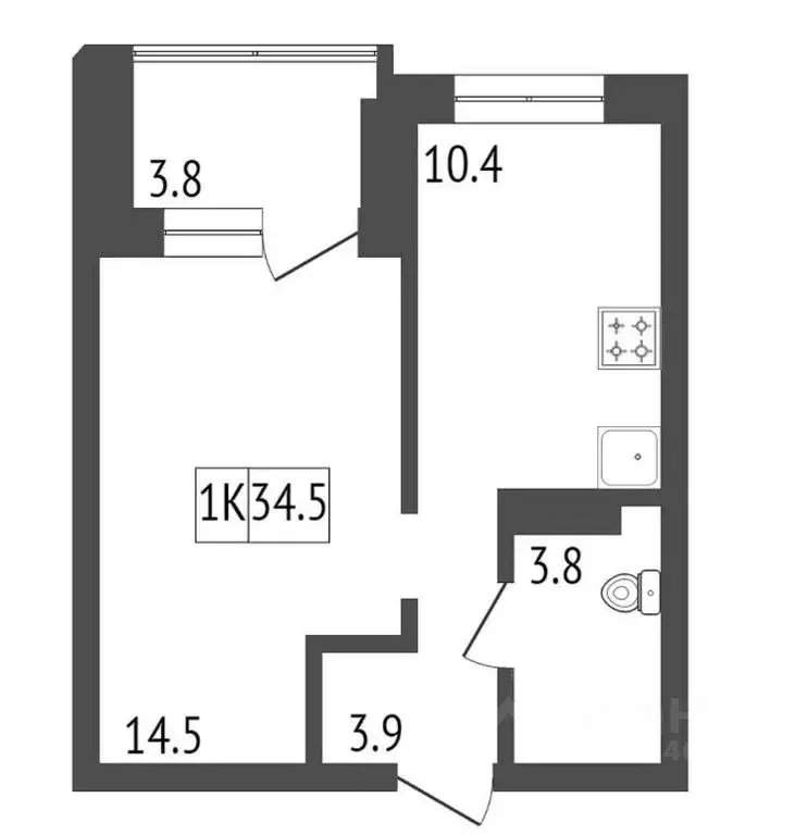 1-к кв. Красноярский край, Красноярск ул. Лесников, 25А (33.0 м) - Фото 1