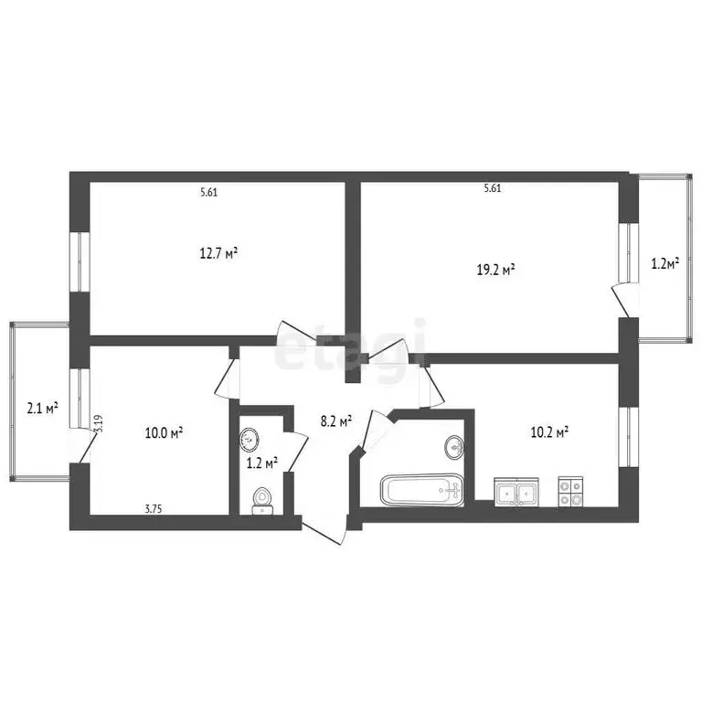 3-комнатная квартира: Феодосия, улица Грина, 35 (70.6 м) - Фото 1