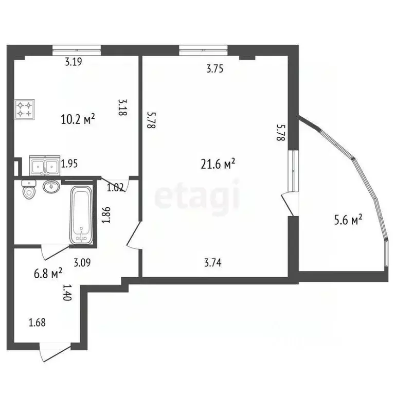 1-к кв. Санкт-Петербург ул. Ушинского, 33к3 (46.0 м) - Фото 2