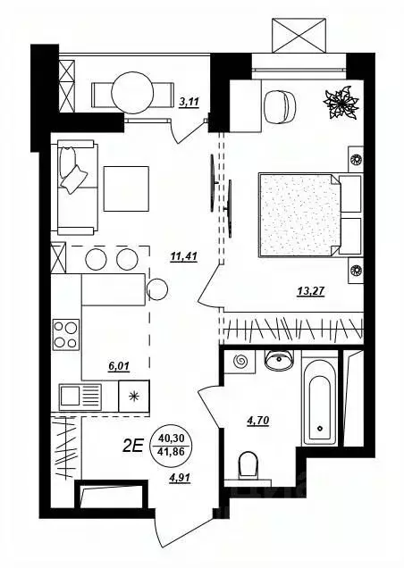 2-к кв. Хабаровский край, Хабаровск ул. Демьяна Бедного (41.86 м) - Фото 1