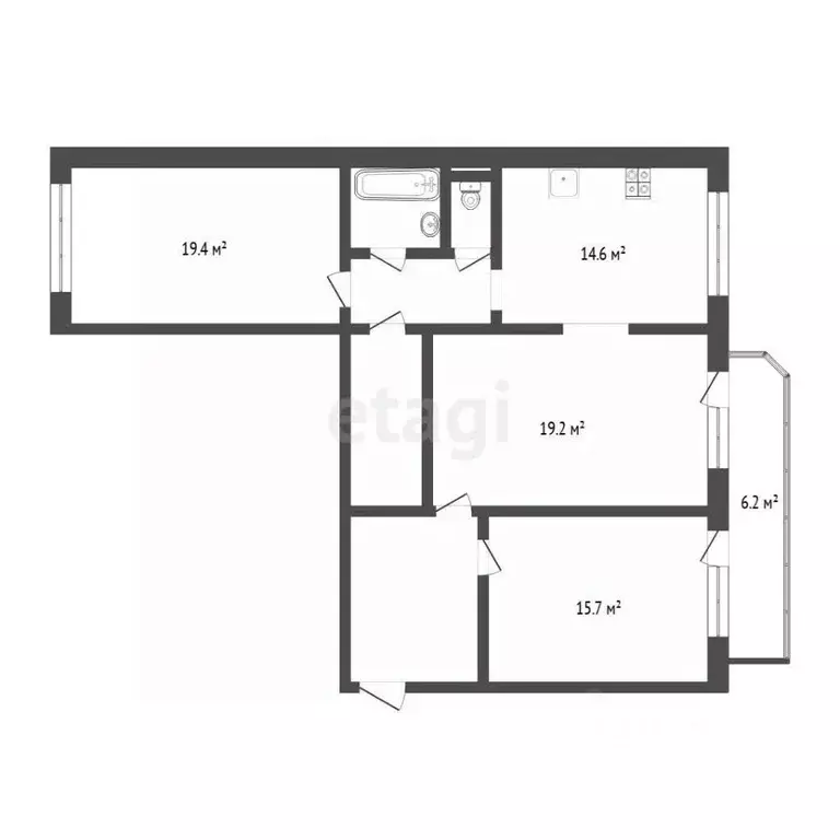 3-к кв. Тюменская область, Тюмень ул. Пермякова, 84к3 (91.0 м) - Фото 1