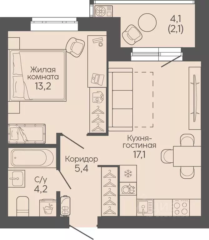 1-к кв. Волгоградская область, Волгоград Трехгорная ул., 27 (42.0 м) - Фото 1