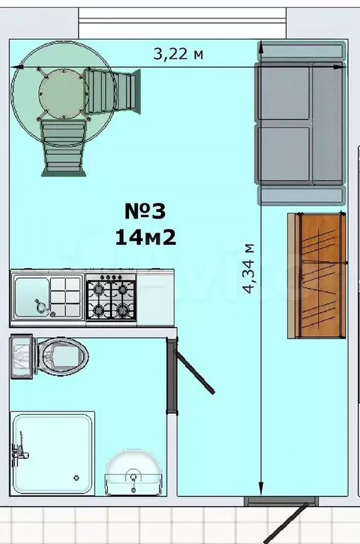 Квартира-студия, 14 м, 1/14 эт. - Фото 0