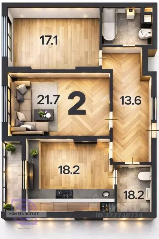 2-к кв. Москва Клинская ул., 2Ак7 (79.0 м) - Фото 1