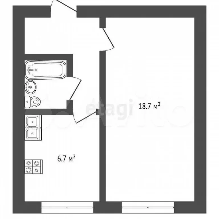 1-к. квартира, 33,4 м, 5/10 эт. - Фото 0
