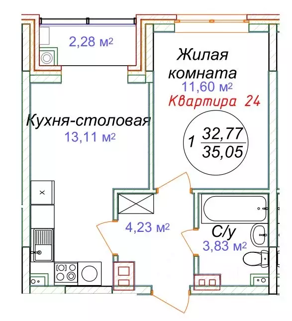 1-к кв. Ставропольский край, Минеральные Воды  (35.05 м) - Фото 0