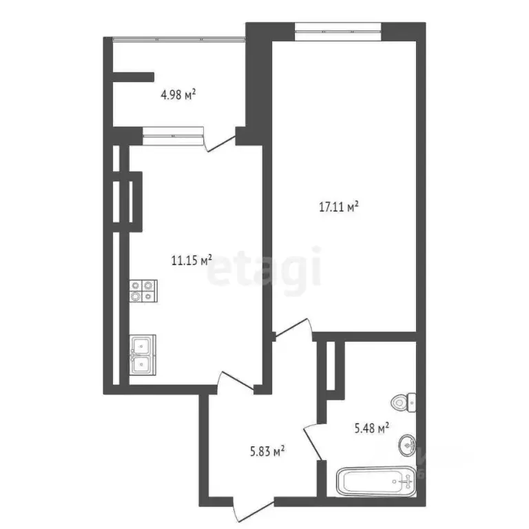 1-к кв. Саха (Якутия), Якутск ул. Кирова, 17к5 (44.58 м) - Фото 2