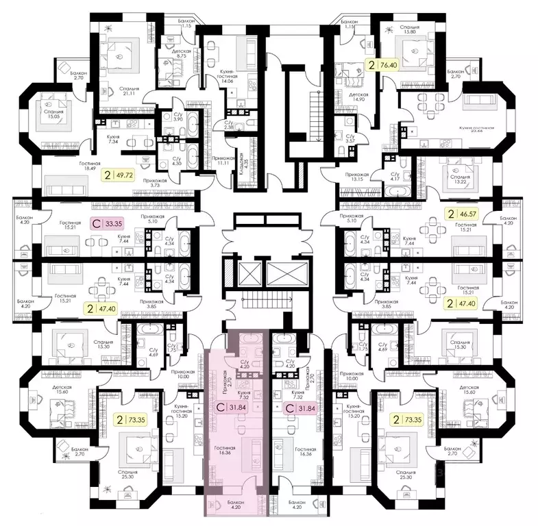 Студия Тверская область, Тверь Урбан Парк жилой комплекс (31.84 м) - Фото 1