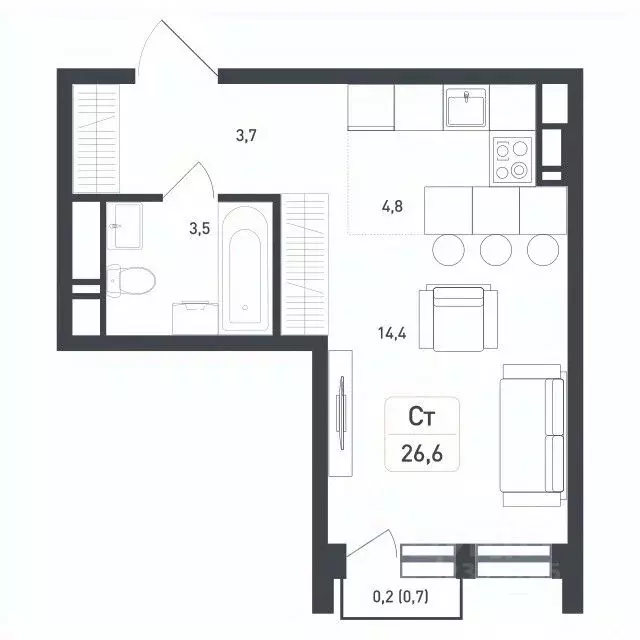 Студия Московская область, Подольск городской округ, д. Борисовка ... - Фото 1