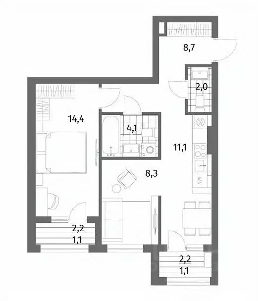 2-к кв. Калининградская область, Гурьевск ул. Имени Антона Пошкуса, ... - Фото 1
