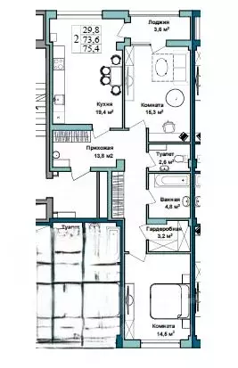 2-к кв. Севастополь ул. Степаняна, 2Б (75.4 м) - Фото 2