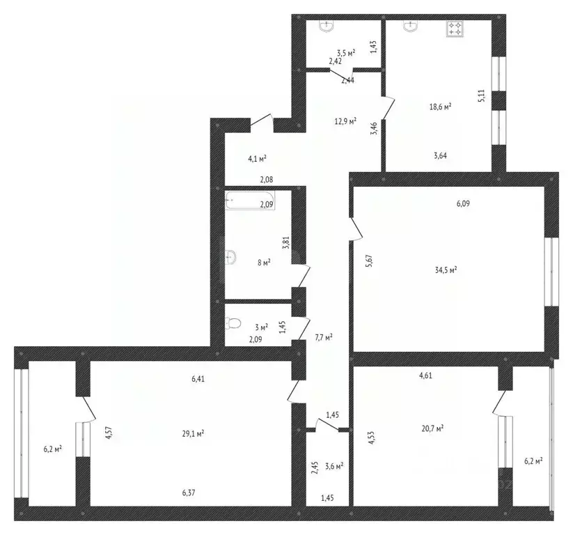 3-к кв. Башкортостан, Уфа Российская ул., 104/1 (152.0 м) - Фото 2