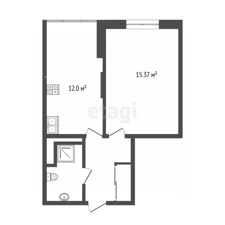 1-к кв. Тюменская область, Тюмень ул. Раушана Абдуллина, 6к1 (35.3 м) - Фото 2