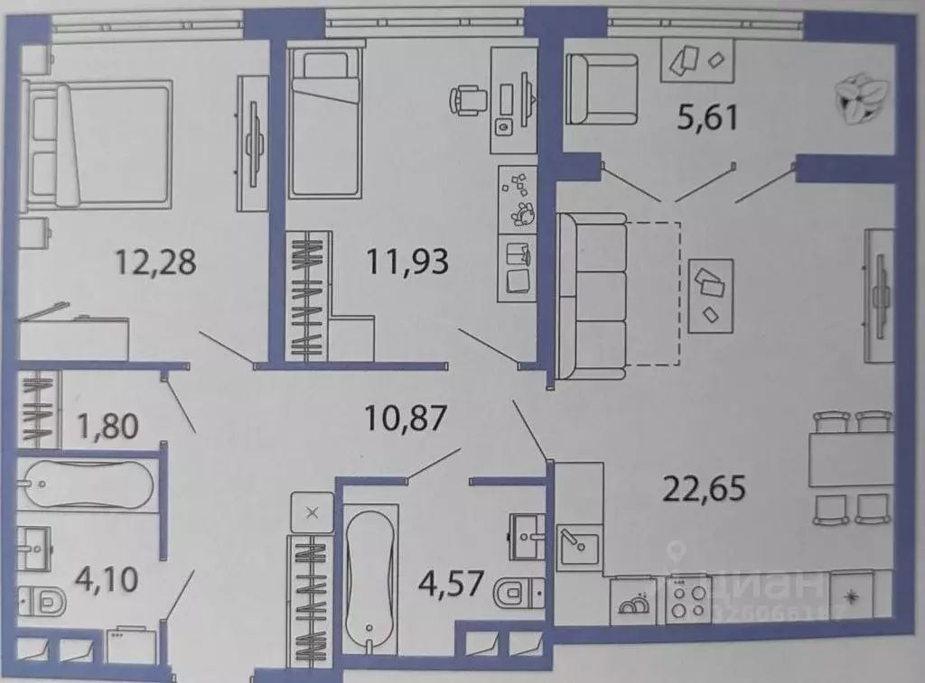 2-к кв. Тульская область, Тула Путейская ул., 11 (71.0 м) - Фото 2