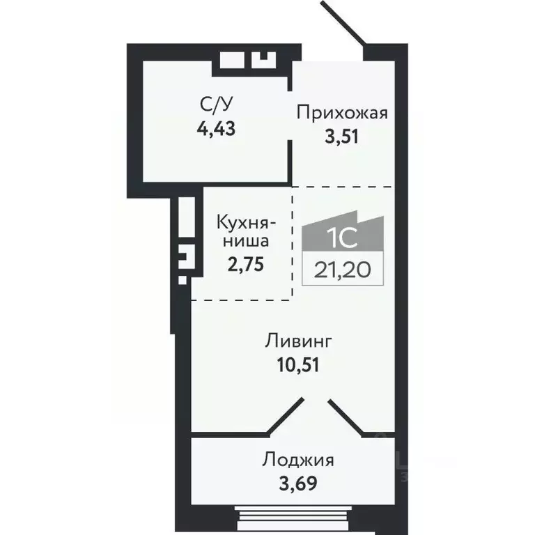 Студия Томская область, Томск Черемошники мкр, ул. Бердская, 14/3 ... - Фото 2