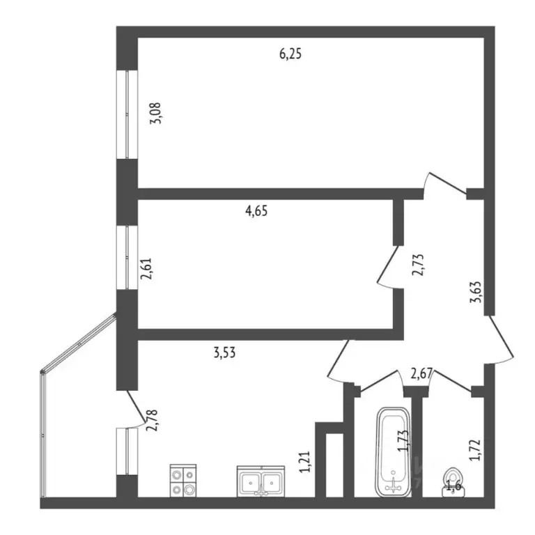 2-к кв. Тюменская область, Тюмень ул. Андрея Бушуева, 4к1 (51.4 м) - Фото 2