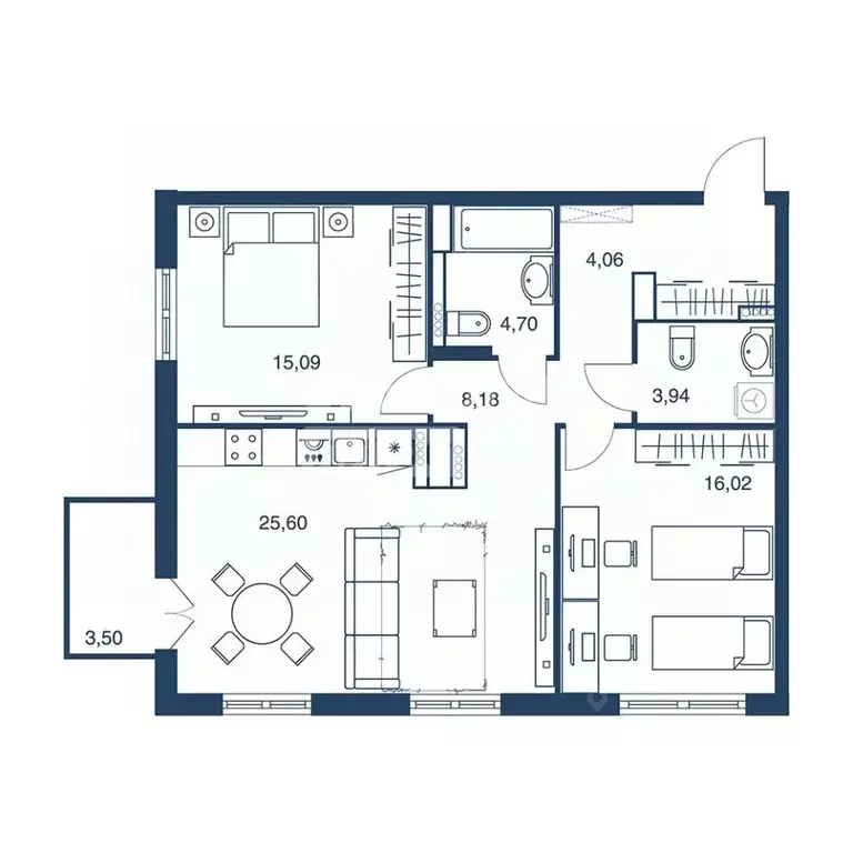 2-к кв. Липецкая область, Липецк Депутатская ул., 60 (81.09 м) - Фото 1