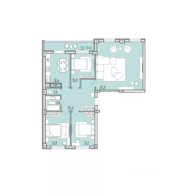 4-к кв. Воронежская область, Воронеж Цимлянская ул., 10В/2 (110.2 м) - Фото 1