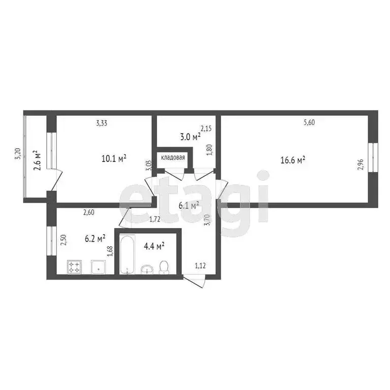 2-комнатная квартира: Ишим, улица Чехова, 9 (48 м) - Фото 0