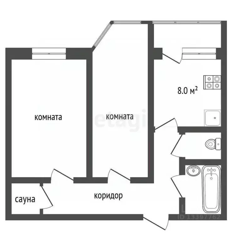 2-к кв. Ханты-Мансийский АО, Нижневартовск Пермская ул., 13 (54.0 м) - Фото 0