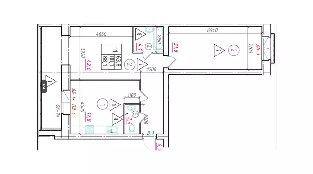 2-к кв. Вологодская область, Вологда Первомайская ул., 25 (89.0 м) - Фото 1