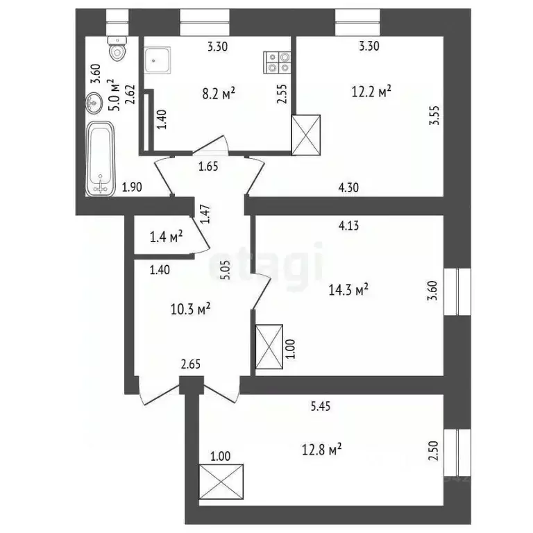 3-к кв. Архангельская область, Котлас Спортивная ул., 8 (64.2 м) - Фото 2