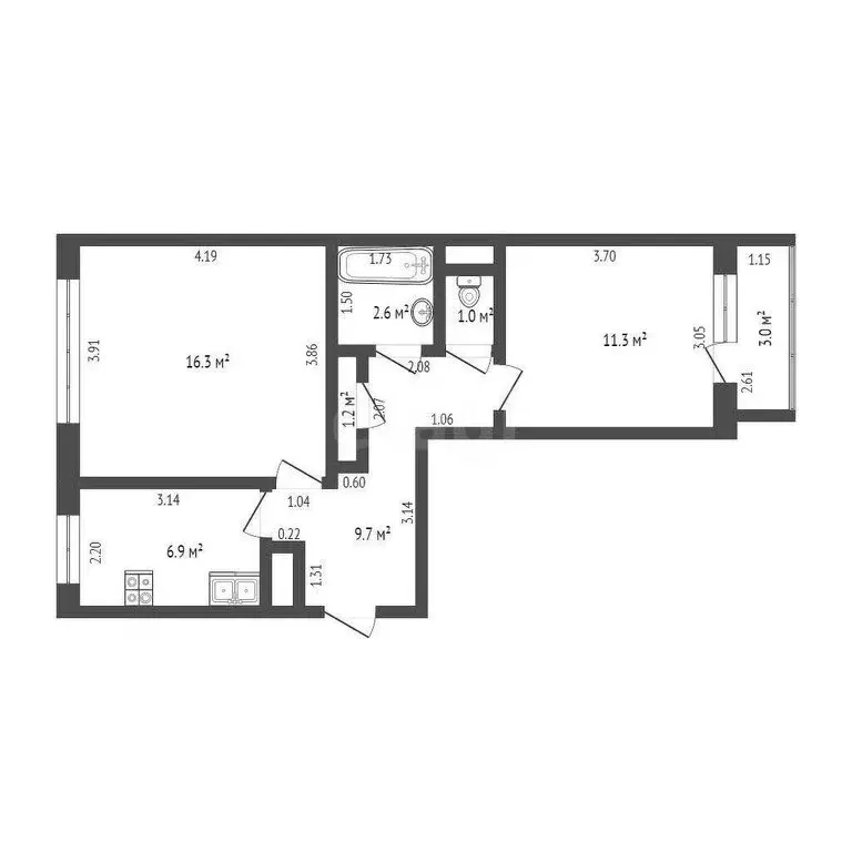 2-комнатная квартира: Стерлитамак, Вокзальная улица, 5 (50.2 м) - Фото 1