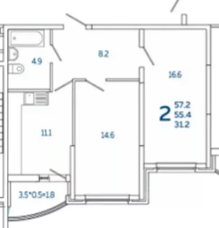 2-к кв. Краснодарский край, Краснодар ул. Адмирала Крузенштерна, 6к3 ... - Фото 2