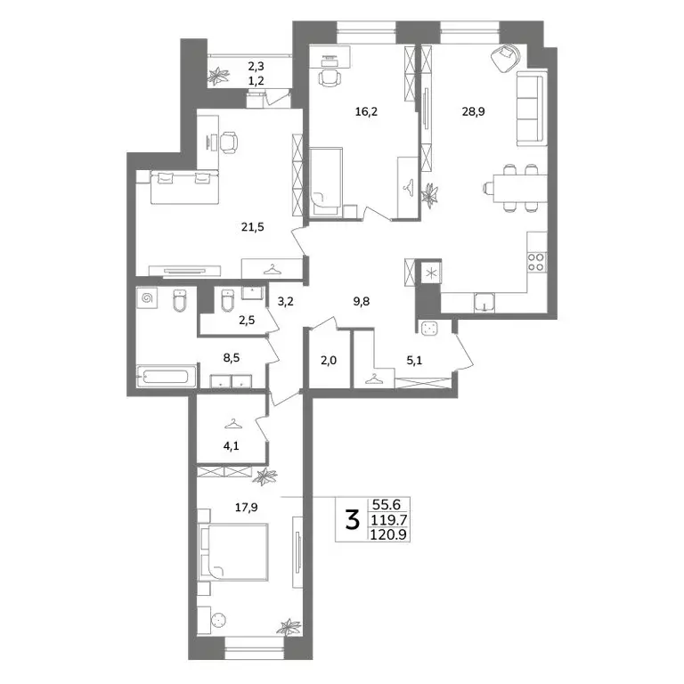 3-комнатная квартира: Санкт-Петербург, Фрунзенский район, ... - Фото 1