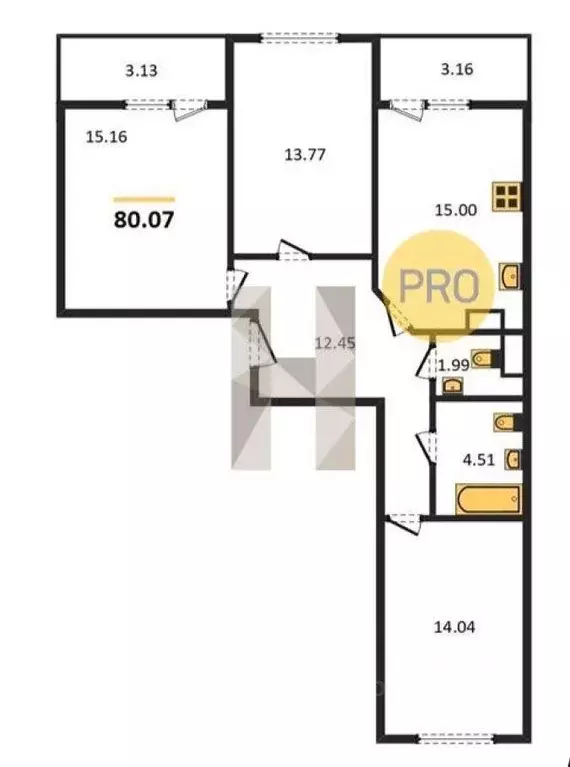 Квартира, 3 комнаты, 82 м - Фото 1